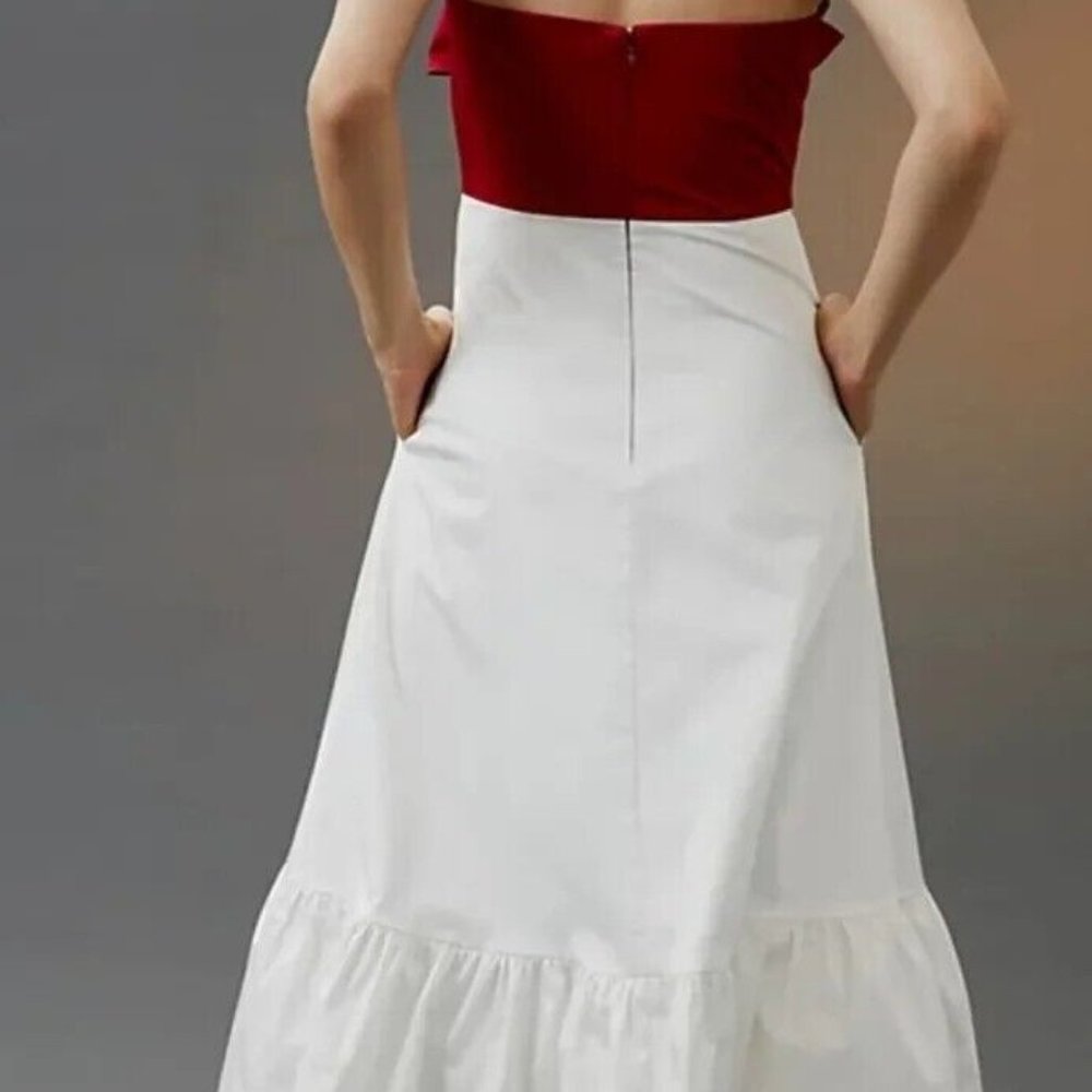 Anthropologie Hutch 12 NWT Red Bow-Tie Maxi Dress Gown Holiday Cocktail Party - Picture 8 of 10